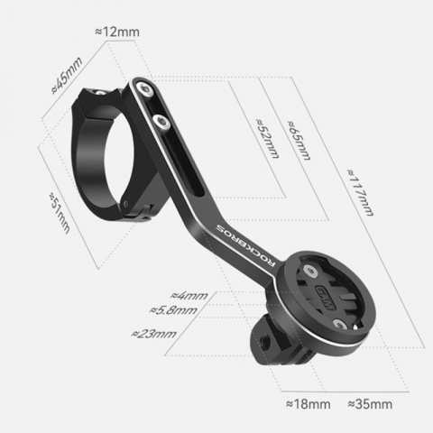 Suport de lanterna/cronometru pentru bicicleta, 117 x 51 x 25 mm, aluminiu/plastic, negru [2]
