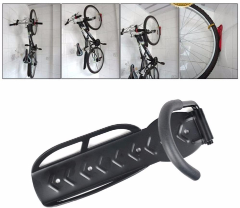 Suport de perete pentru bicicleta, suspendabil, cu protectie pentru bara de prindere, 25.5 x 7 x 13 cm, negru – solutie practica pentru depozitare eficienta si sigura [12]