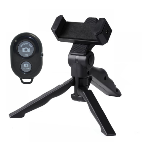ECHIPAMENTE FOTO - Suport de telefon cu arc de prindere, deschidere max 8cm, cu trepied 2 in 1, telecomanda Bluetooth, pentru streaming, vlogging si content creation