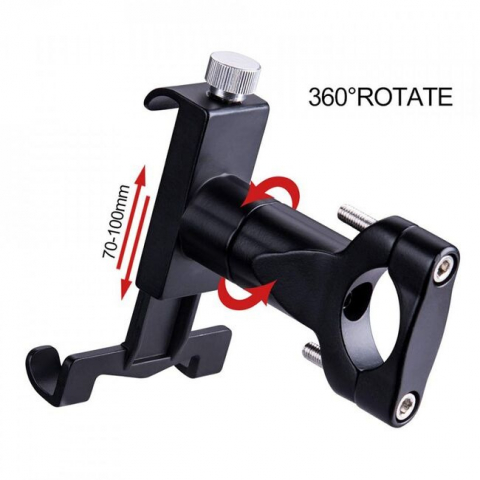 Suport de telefon pentru bicicleta, 6.5 x 2.1 x 7 cm, aliaj din aluminiu, negru [7]