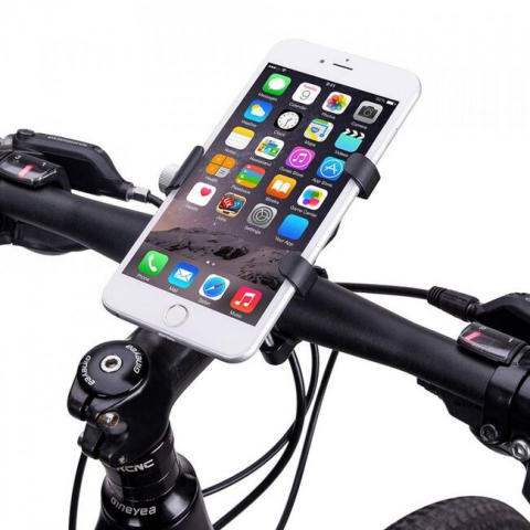 Suport de telefon pentru bicicleta, 6.5 x 2.1 x 7 cm, aliaj din aluminiu, negru [6]