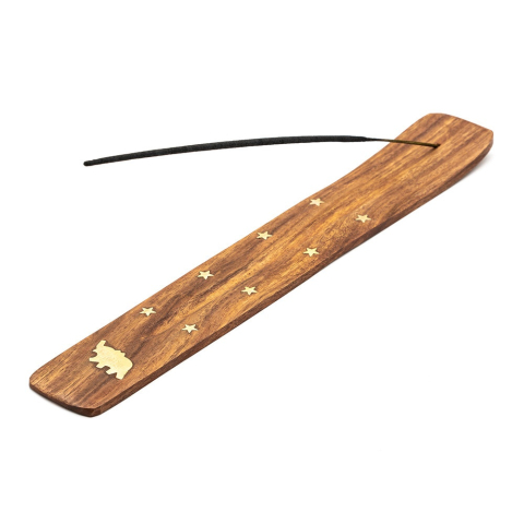 Suport din lemn pentru betisoare parfumate, handmade, model stele aurii, suport cenusa pentru aromaterapie si meditatie [2]