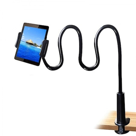 Diverse - Suport flexibil pentru telefon si tableta, cap rotativ, prindere reglabila, lungime 70 cm - Negru