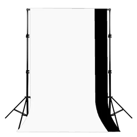 Suport fundal - Suport fundal foto reglabil, 2x3m, clesti inclusi, 2 panze de fundal alb, negru 2x3m