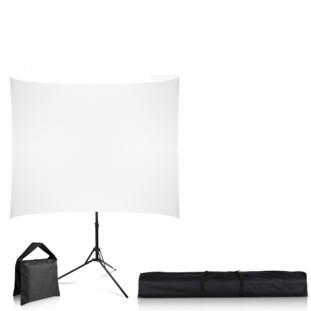 ECHIPAMENTE FOTO - Perete Fundal Studio Alb Suport fundal pentru streaming cu panza Chroma Key, White Screen 150x200cm