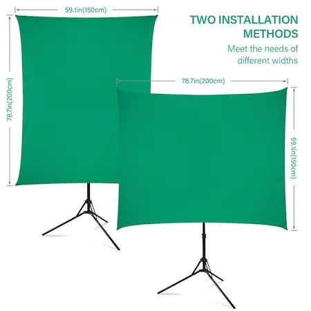 Perete Fundal Studio Verde Suport fundal pentru streaming cu panza Chroma Key, Green Screen 150x200cm [1]