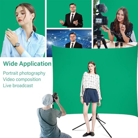 Perete Fundal Studio Verde Suport fundal pentru streaming cu panza Chroma Key, Green Screen 150x200cm [5]
