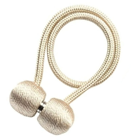 CASA & GRADINA - Suport magnetic pentru perdele, snur decorativ elegant din poliester, 44 cm, alb auriu