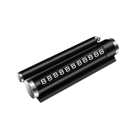 ARTICOLE AUTO - Suport numar telefon parcare auto multifunctional, suport telefon, spargere geam, compartiment parfum, aluminiu PC, negru