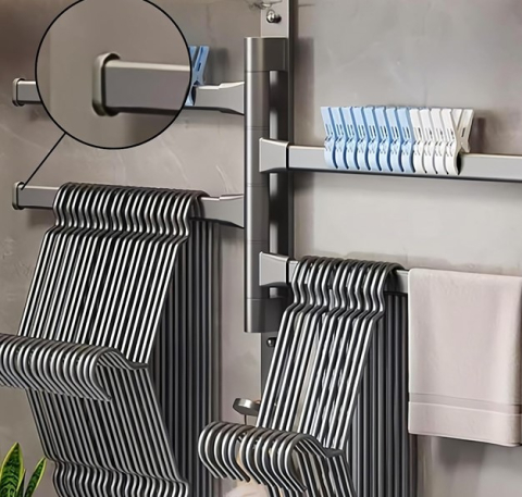 Suport organizator negru 31 cm cu 4 brate rotative 180°, cu carlig inferior [4]