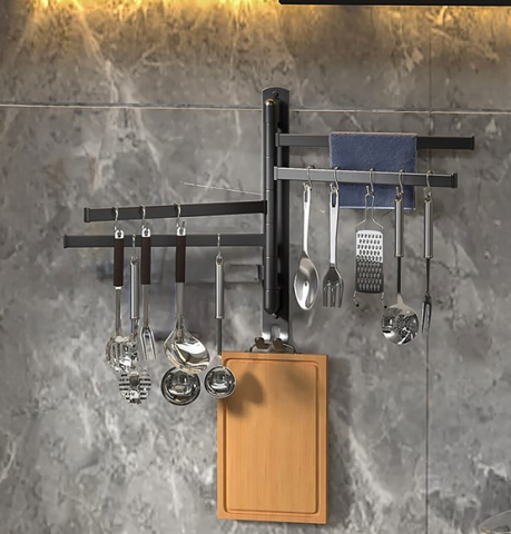 Suport organizator negru 31 cm cu 4 brate rotative 180°, cu carlig inferior [9]