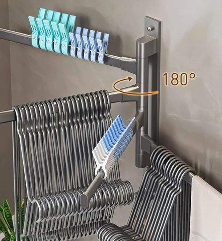 Suport organizator negru 31 cm cu 4 brate rotative 180°, cu carlig inferior [5]