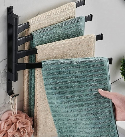 Suport organizator negru 31 cm cu 4 brate rotative 180°, cu carlig inferior [8]