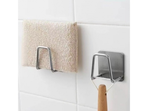 Suport pentru burete de bucatarie, adeziv, inox, argintiu, 4.5 x 4.5 x 3 cm [11]