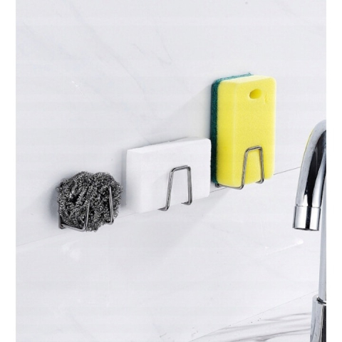 Suport pentru burete de bucatarie, adeziv, inox, argintiu, 4.5 x 4.5 x 3 cm [8]