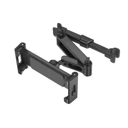 Accesorii auto telefoane - Suport auto telefon,tableta cu prindere pe tetiera si brat extensibil - Negru