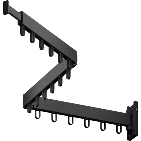 CASA & GRADINA - Suport pliabil extensibil perete pentru uscare haine, 114 cm, 18 carlige rotative, aluminiu, negru