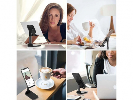 Suport pliabil universal pentru telefoane si tablete de pana la 10 inch - Negru [5]