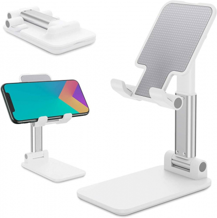 Diverse - Suport pliabil universal pentru telefoane si tablete de pana la 10 inch - Alb