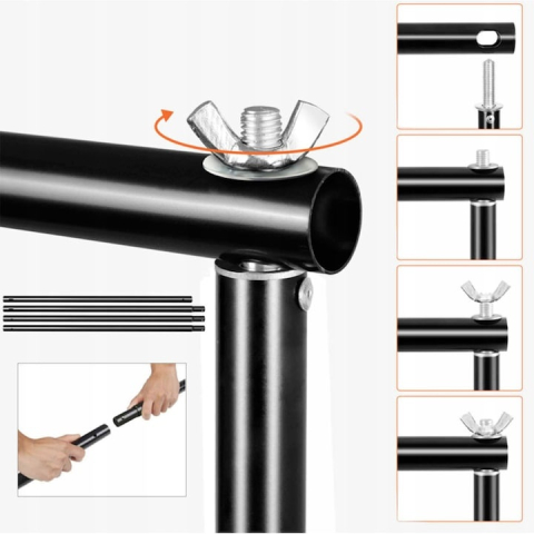 Suport portabil pentru fundal foto, kit complet cu 2 trepiede reglabile, bara transversala modulara si cleme, husa transport inclusa, ideal pentru studio si exterior [4]