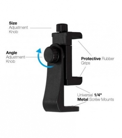 Suport telefon 360° cu menghina,2x filet universal 1/4 pentru prindere pe trepied/monopied [4]