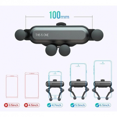 Suport telefon auto prindere grila de ventilatie cu 4 brate mobile - Negru [2]