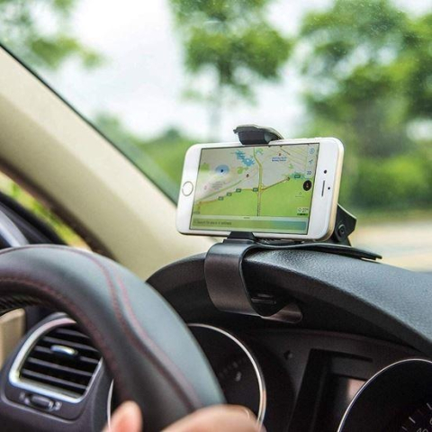 Suport telefon auto pentru bord cu clema reglabila, universal, prindere sigura, utilizare cu o mana, negru [4]