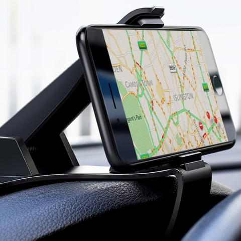 Suport telefon auto pentru bord cu clema reglabila, universal, prindere sigura, utilizare cu o mana, negru [14]