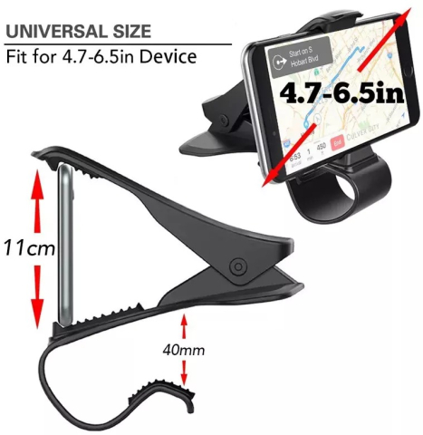 Suport telefon auto pentru bord cu clema reglabila, universal, prindere sigura, utilizare cu o mana, negru [6]