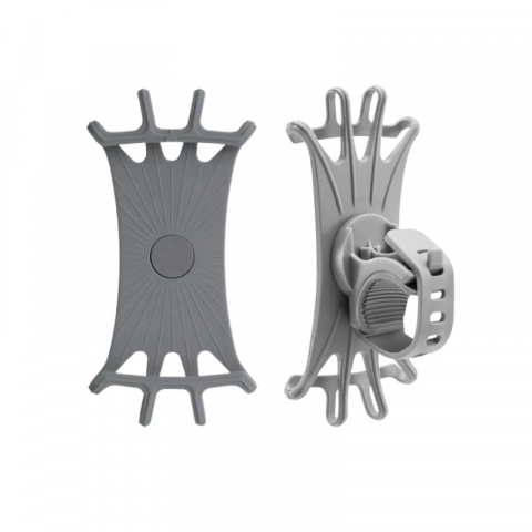 Ciclism - Suport telefon din silicon, montare pe ghidon pentru bicicleta, motocicleta, trotineta, rotire 360 grade - Gri