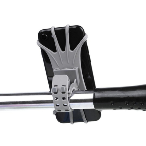 Suport telefon din silicon, montare pe ghidon pentru bicicleta, motocicleta, trotineta, rotire 360 grade - Gri [2]