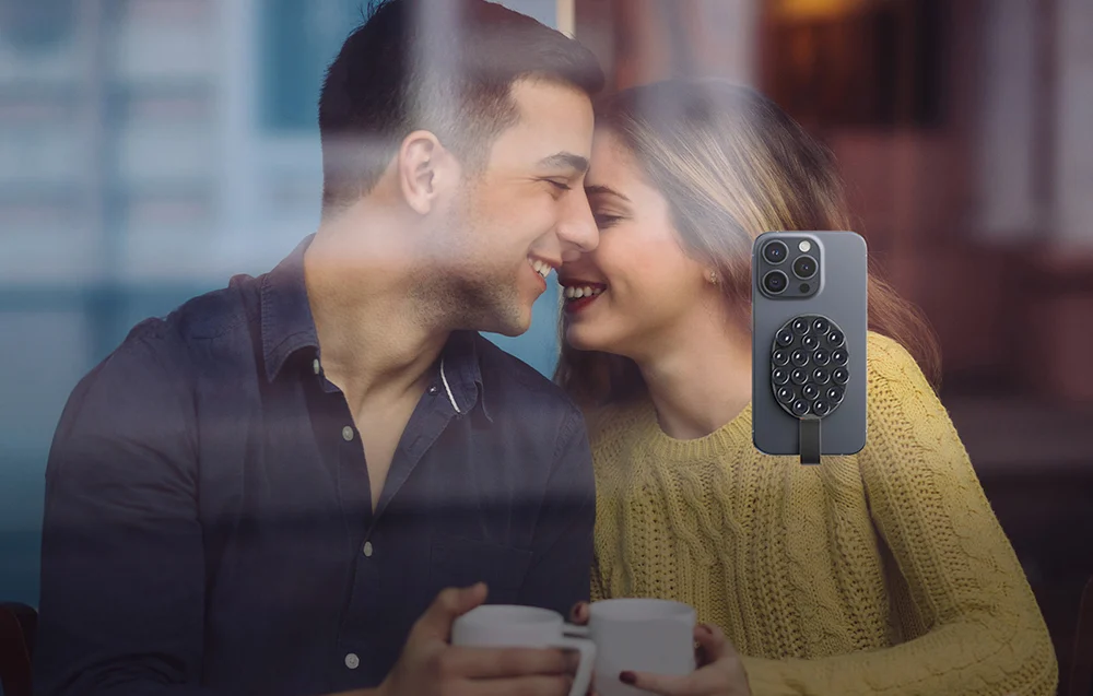 Suport telefon negru cu ventuze din silicon, prindere pe suprafete netede [3]