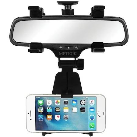 Suport Telefon Universal Auto, cu fixare pe Oglinda Retrovizoare - Negru [3]