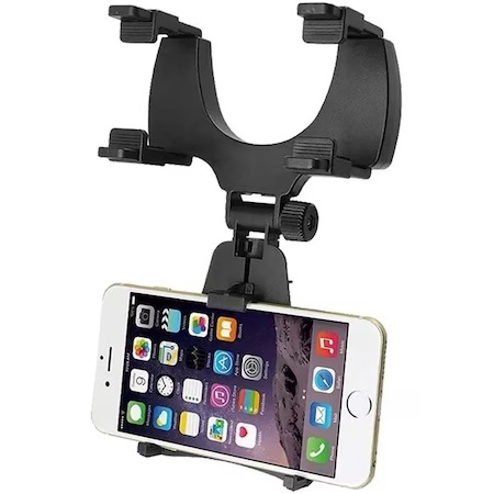 Suport Telefon Universal Auto, cu fixare pe Oglinda Retrovizoare - Negru [1]