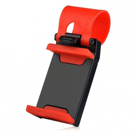 Suport auto telefoane - Suport auto universal telefon din silicon prindere pe volan - Rosu