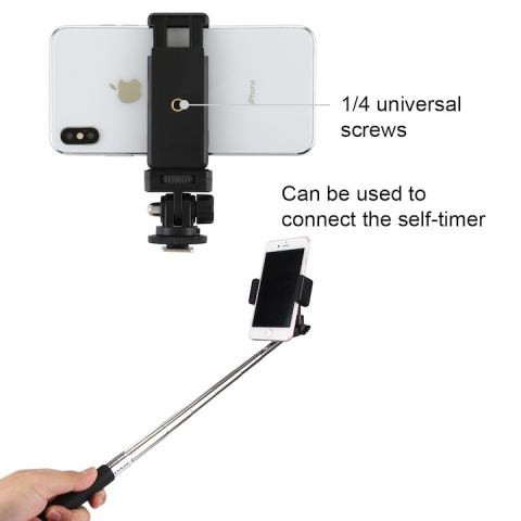 Suport telefon universal,2 filete 1/4 cu adaptor patina reglabil la 180 grade - Negru [4]