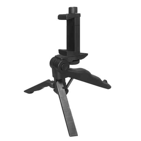 ECHIPAMENTE FOTO - Suport telefon universal cu prindere prin surub si mini trepied 2 in 1, deschidere 10 cm, montura 1/4 inch, ABS negru, suport stabil pentru birou si filmare