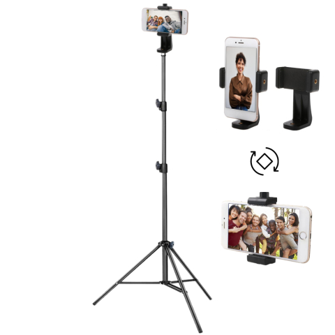 ECHIPAMENTE FOTO - Suport telefon universal cu trepied reglabil pana la 200 cm, montura 1/4 inch, rotire suport pentru orientare portret sau landscape