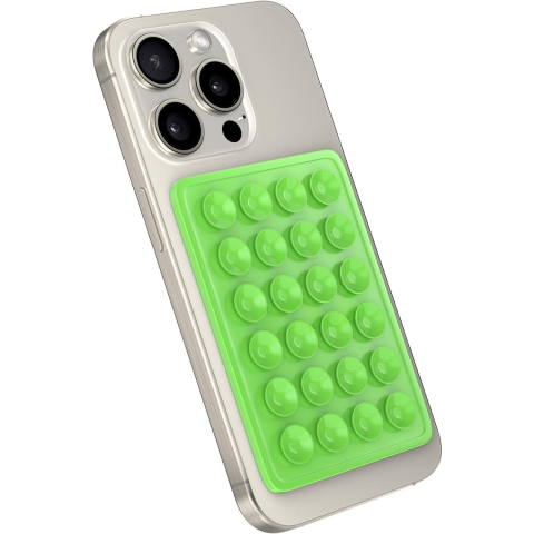 Suport telefon verde 8 x 5,5 x 1 cm, 24 ventuze, silicon flexibil [4]