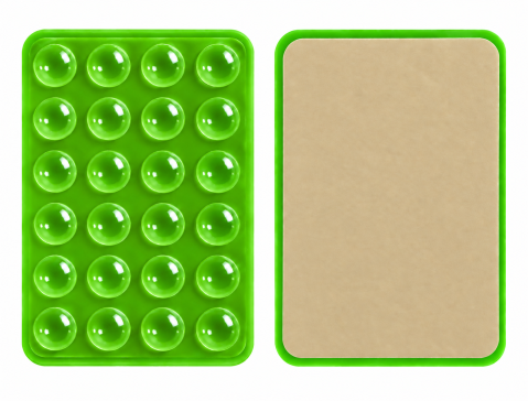 Suport telefon verde 8 x 5,5 x 1 cm, 24 ventuze, silicon flexibil [1]