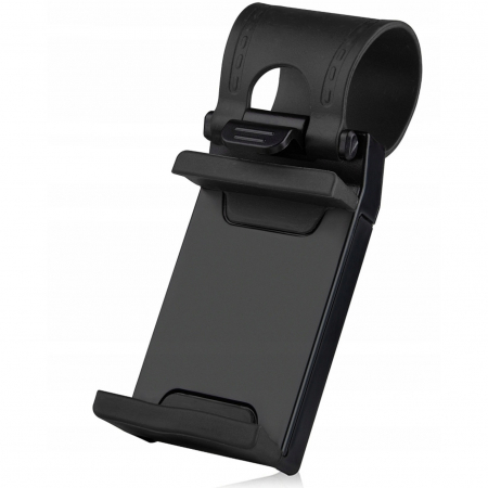 Accesorii auto telefoane - Suport auto universal telefon din silicon prindere pe volan - Negru