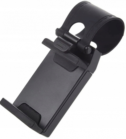 Suport auto universal telefon din silicon prindere pe volan - Negru [1]