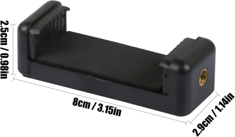 Suport universal pentru telefon cu montura trepied 1/4 inch, adaptor smartphone reglabil pentru monopied, selfie stick si mini trepied, negru [3]