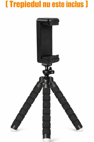 Suport universal pentru telefon cu montura trepied 1/4 inch, adaptor smartphone reglabil pentru monopied, selfie stick si mini trepied, negru [2]