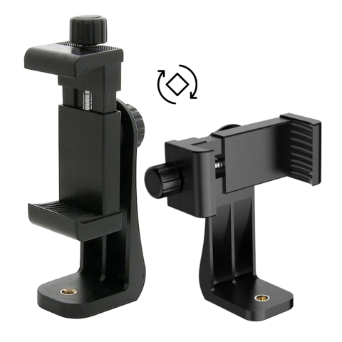 ECHIPAMENTE FOTO - Suport universal pentru telefon rotativ 360°, montura 1/4 inch, prindere cu surub de fixare, mod portret si landscape, compatibil trepied, negru