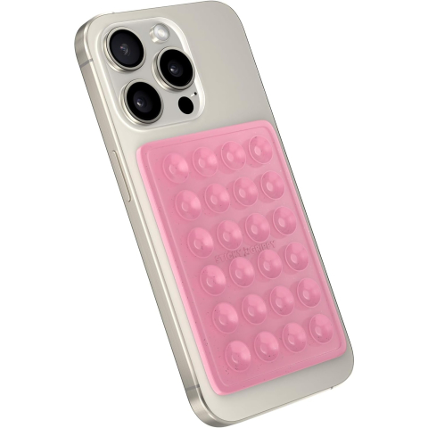 Suport universal roz 8 x 5,5 x 1 cm pentru telefon, silicon flexibil cu 24 ventuze [2]