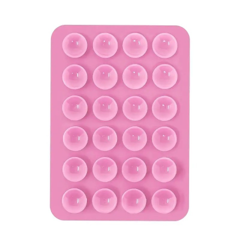 Suport universal roz 8 x 5,5 x 1 cm pentru telefon, silicon flexibil cu 24 ventuze [1]