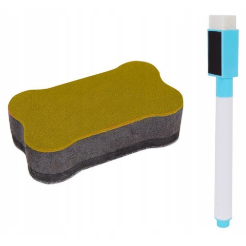 Tabla cu doua fete tip sevalet cu tavita depozitare, numaratoare, ceas, numere, marker, creta si burete incluse, dimensiune 34x42x65 cm [3]