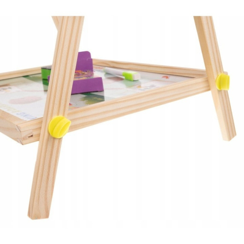 Tabla cu doua fete tip sevalet cu tavita depozitare, rama colorata, marker, creta si burete incluse, dimensiune 34x42x65 cm [3]