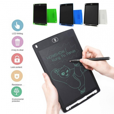 Tableta grafica de desenat pentru copii de 10 inch diagonala, cu buton de stergere si creion - Verde [1]